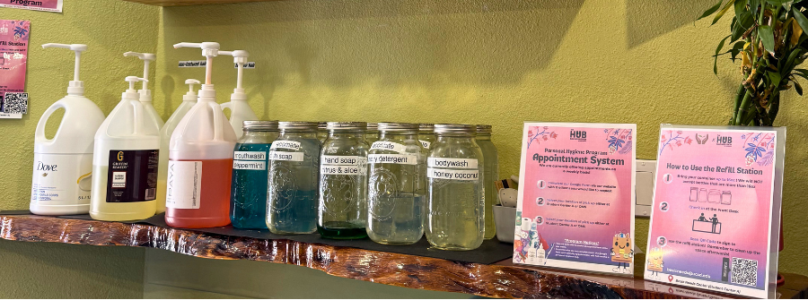 1 of 2, Hygiene station bottles