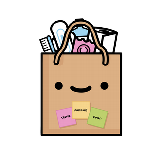 Personal Hygiene Program mascot bag with hygiene items inside